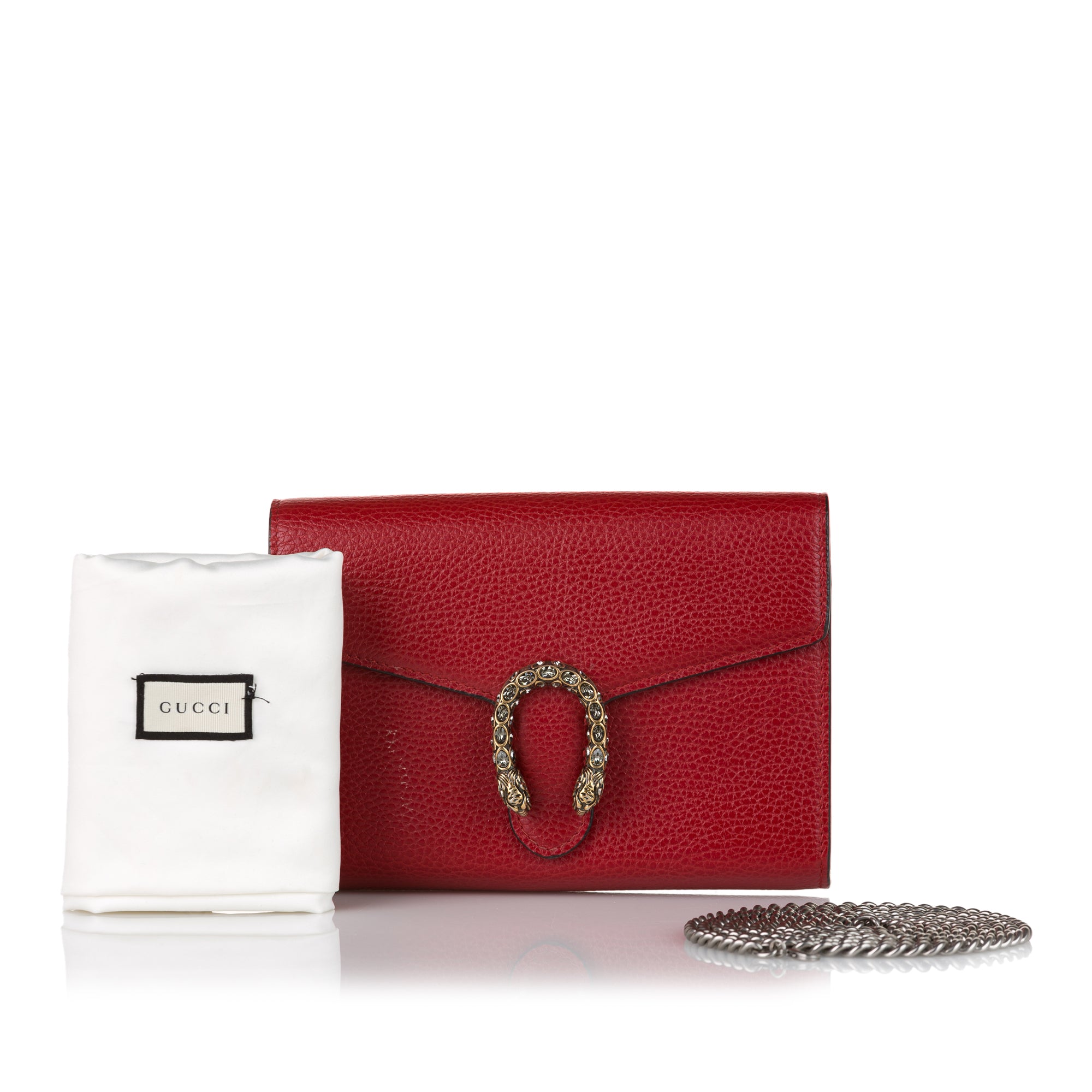 Dionysus chain wallet leather crossbody bag Gucci Red in Leather - 29745357