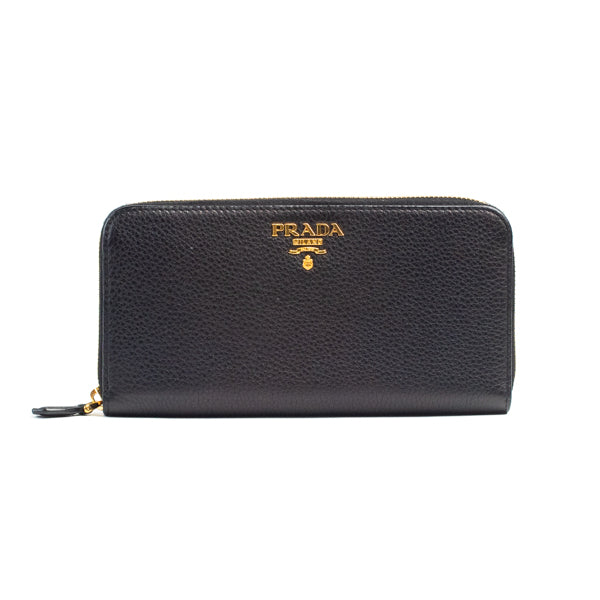 Preloved Prada Black Vitello Zippy Wallet VM237V3 061624B