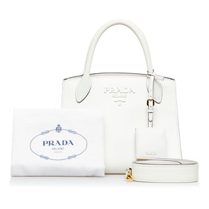 White Small Prada Galleria Saffiano Leather Bag