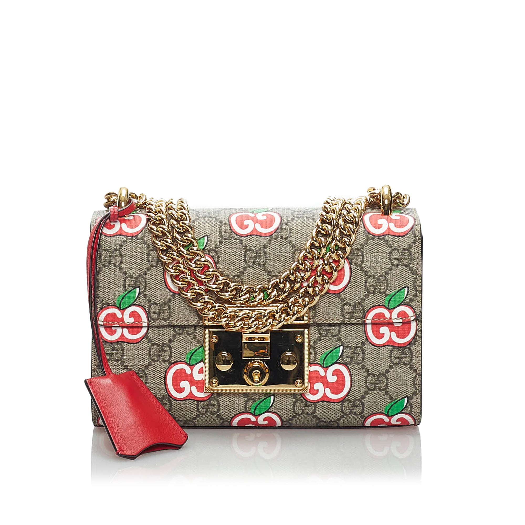 Gucci Padlock GG Supreme Red Apple Canvas Small Shoulder Ladies Handbag 