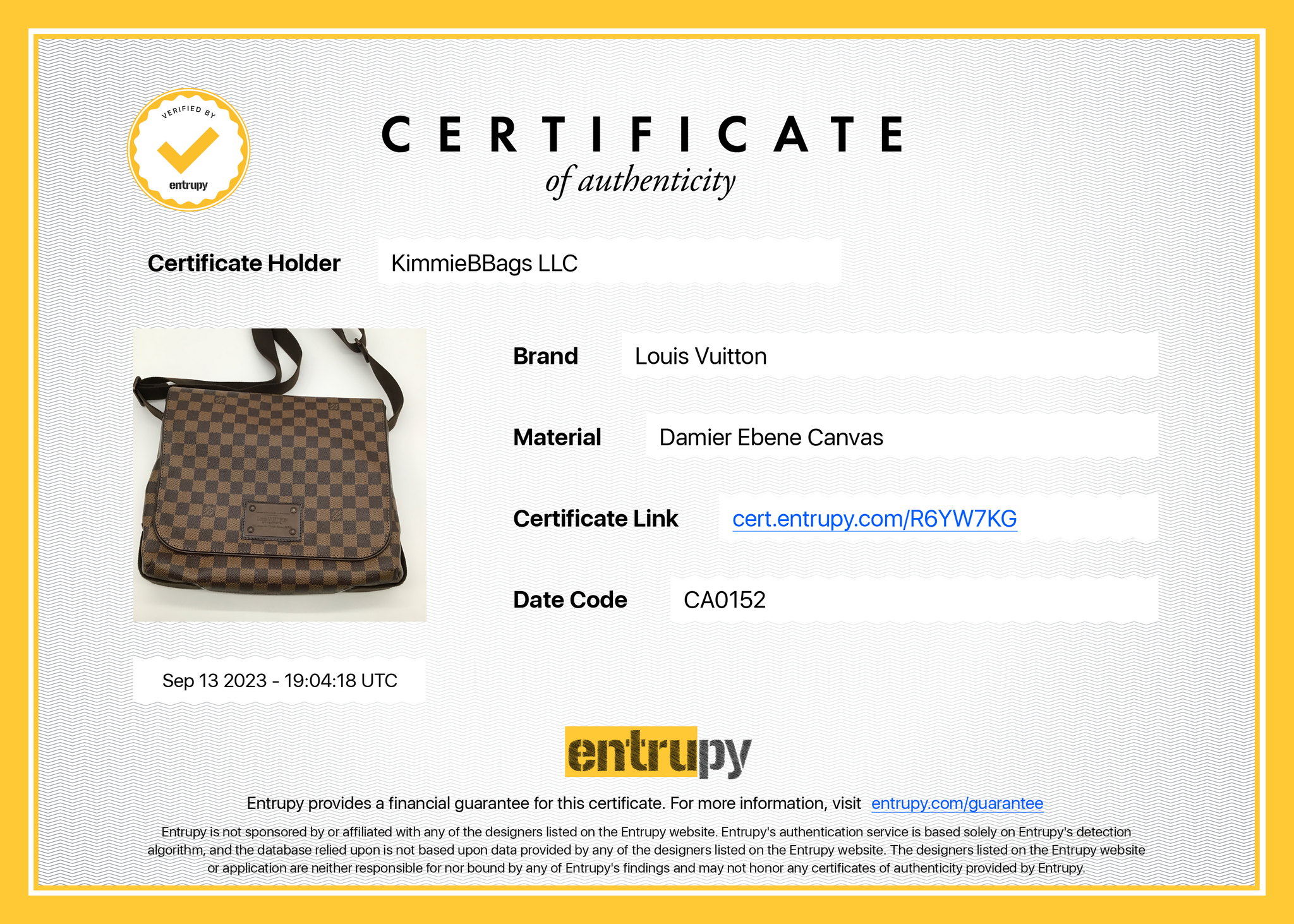 PRELOVED Louis Vuitton Damier Ebene Brooklyn GM Crossbody Bag CA0152 1 –  KimmieBBags LLC
