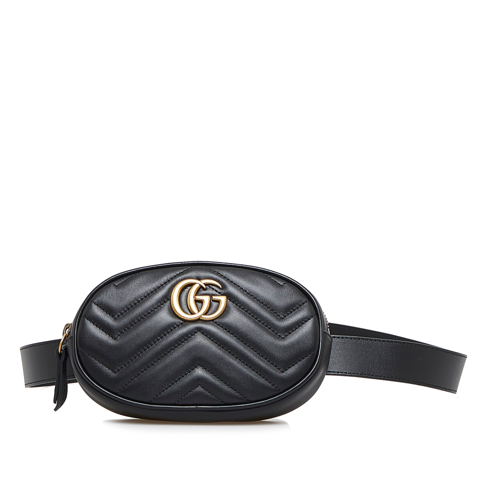 Gucci GG Marmont Black Leather Belt Bag Pack