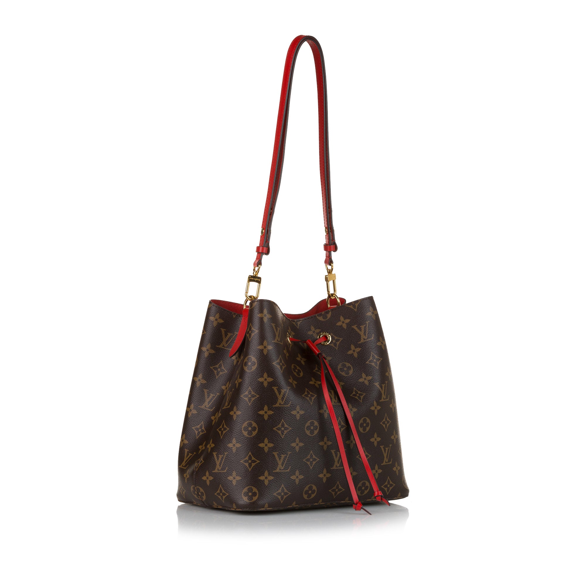 USED Louis Vuitton Classic Monogram Red NeoNoe Shoulder Bag AUTHENTIC
