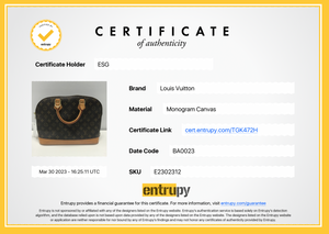 Certified Authentic LOUIS VUITTON Alma Hand Bag Vintage 