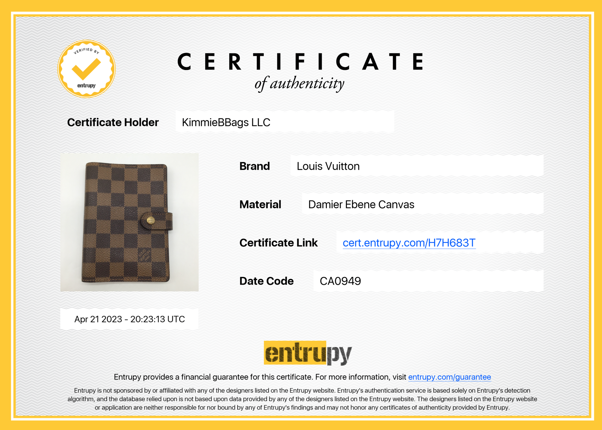 Louis Vuitton Louis Vuitton Damier Ebene Agenda PM Tech