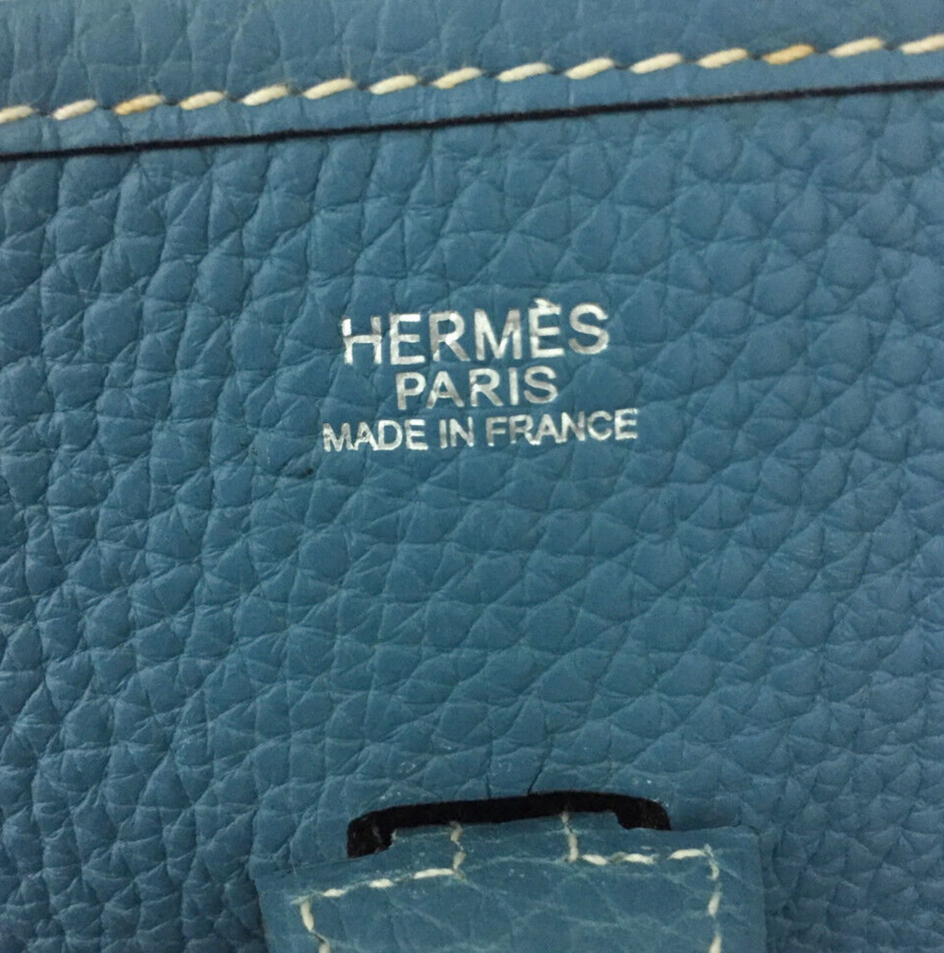 Used Blue Hermes Evelyne III 33 Bleu Jean Taurillon Clemence Single  Shoulder Strap Single Exterior Pocket Suede Lining Houston,TX