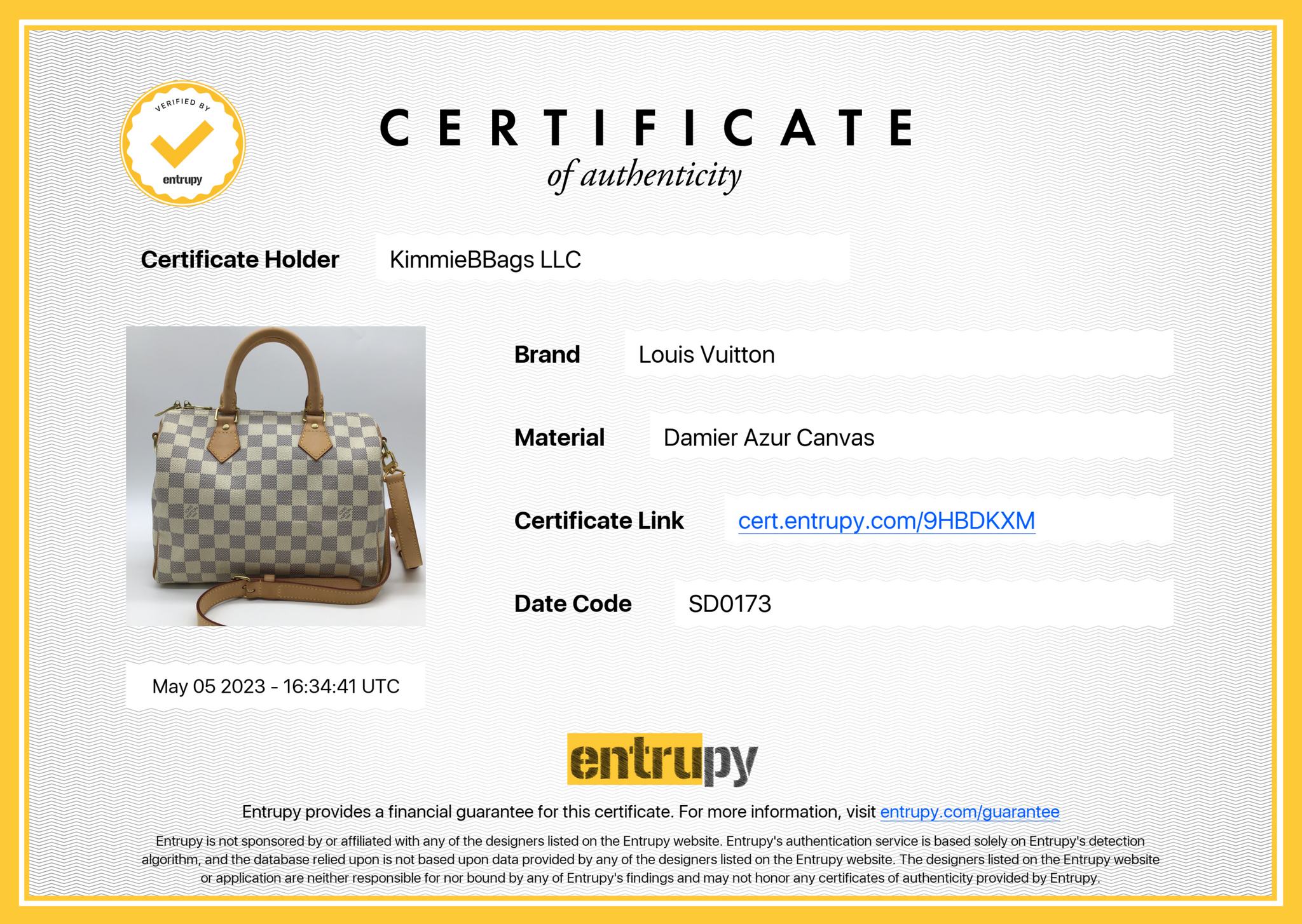 Preloved Louis Vuitton Damier Azur Speedy 25 Bandoulier Bag SD0173 051 –  KimmieBBags LLC