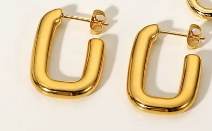 Minimalist Geometric Rectangle Hoop Stud Earrings Stainless Steel 18k gold plated - DEAL OF THE DAY - LIVE SHOW 072123