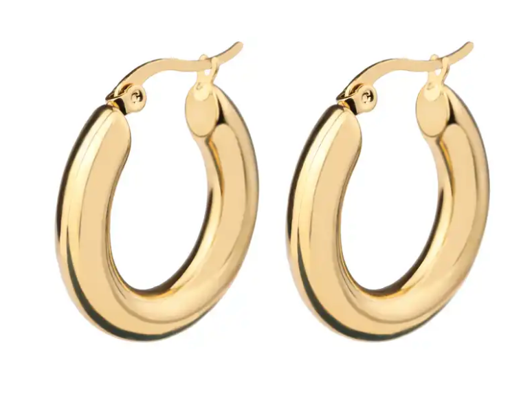 GOLD Circle Hoop Earrings - YELLOW GOLD - Stainless Steel 18K Gold Plated 080523