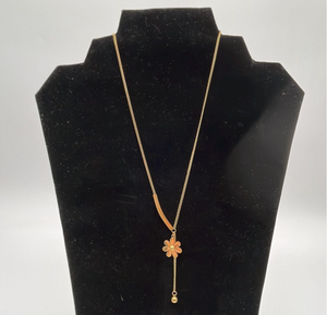 18k Gold Stainless Steel GOLD Flower Adjustable Necklace 120123