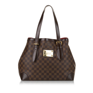 A Louis Vuitton Hampstead Bag. Damier Azur Leather Exterior With