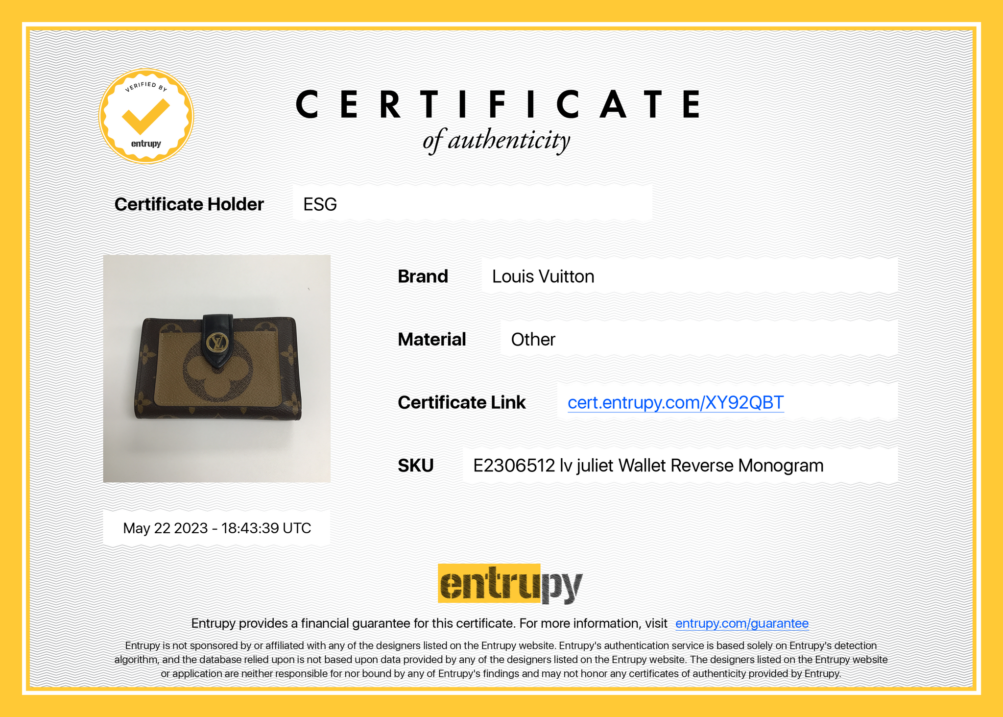 Preloved Louis Vuitton Reverse Monogram Juliette Wallet XY92QBT