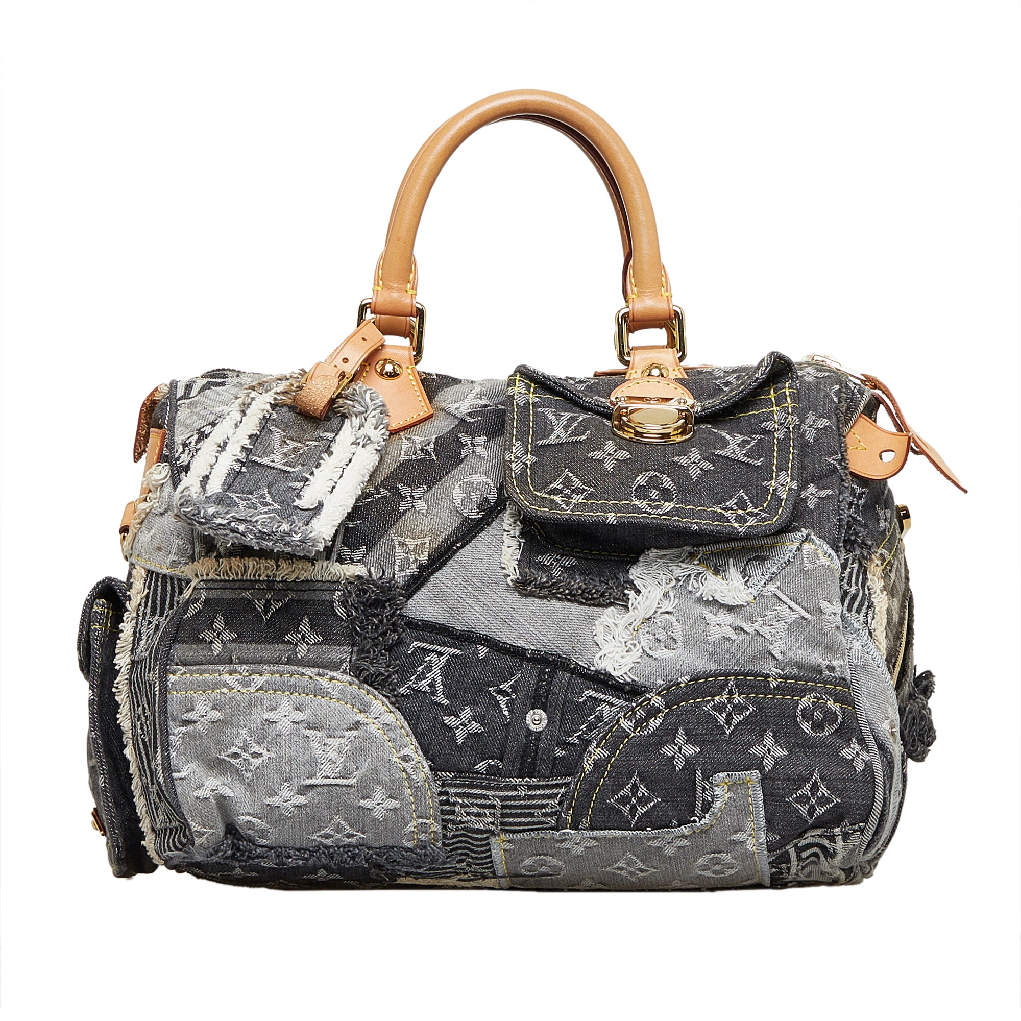 Louis Vuitton Denim Patchwork Speedy 30 - Black Handle Bags