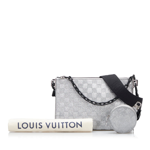 Louis Vuitton Trio Pouch Glitter Silver in Cowhide Leather with