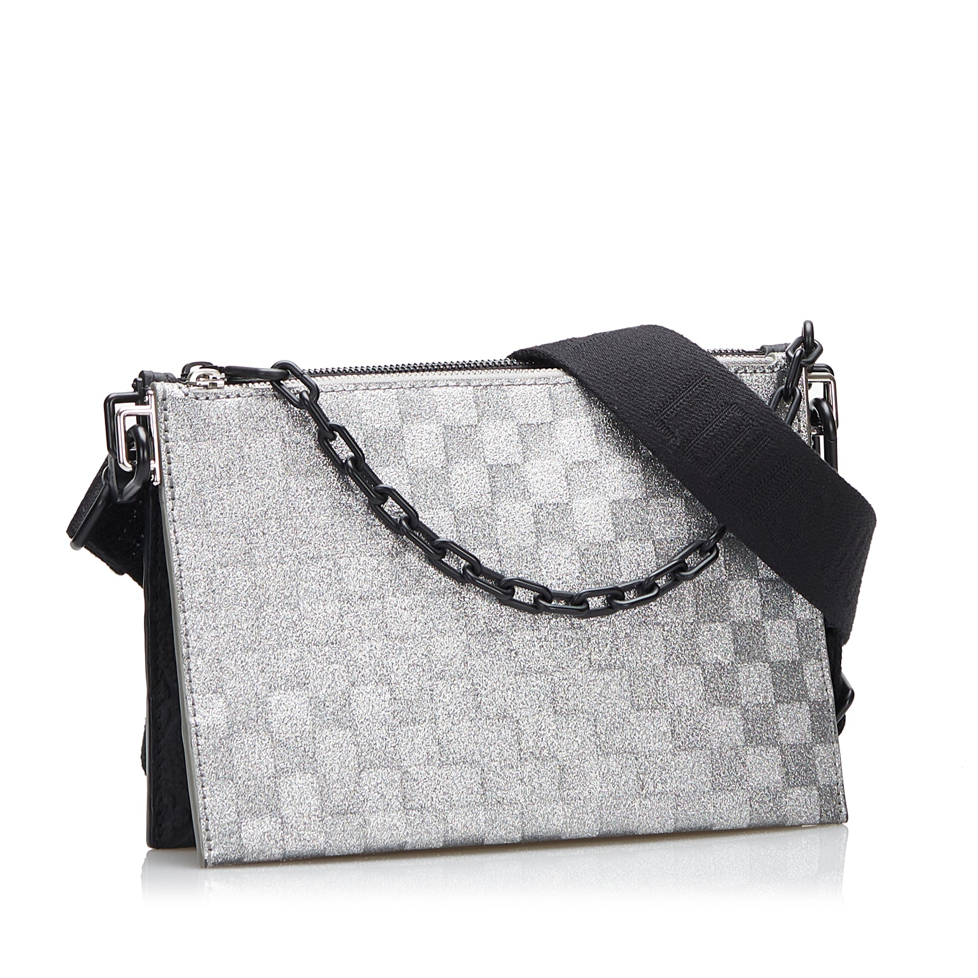 Louis Vuitton Silver Damier Glitter and Black Monogram Taurillon Sac In The  Loop For Sale at 1stDibs