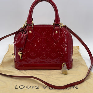 Preloved Louis Vuitton Red Vernis Leather Alma Bb Handbag MI0135 072123 Off Flash