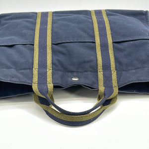 Authentic HERMES Fourre Tout MM Hand Tote Bag Canvas Navy Khaki