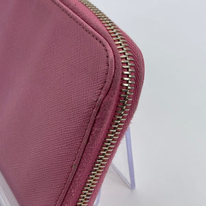 Prada Saffiano Triangle Bifold Wallet Pink 9cm×14cm×3cm Free Shipping
