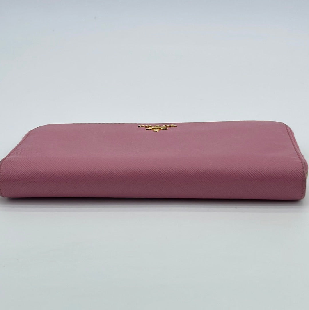 Prada Chain Wallet Crossbody Saffiano Leather Pink 118037203