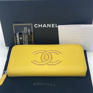 Chanel Gold Matelasse Zip Around Long Wallet