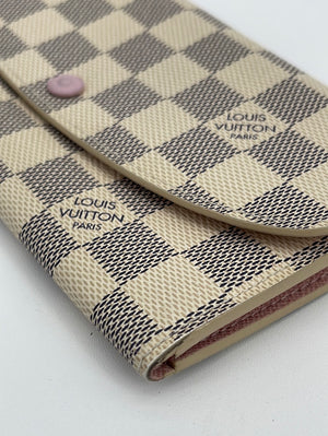 Louis Vuitton Emilie wallet damier azur with rose ballerine interior