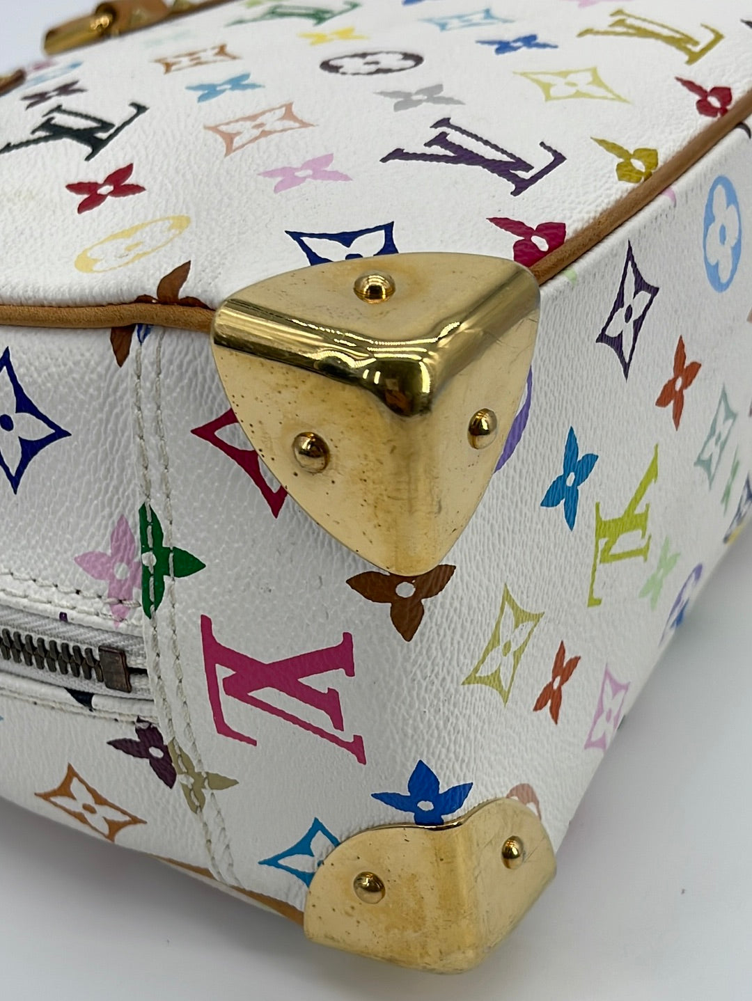 Louis Vuitton Trouville Hand Bag Mi1014 Blanc Monogram Multi Color