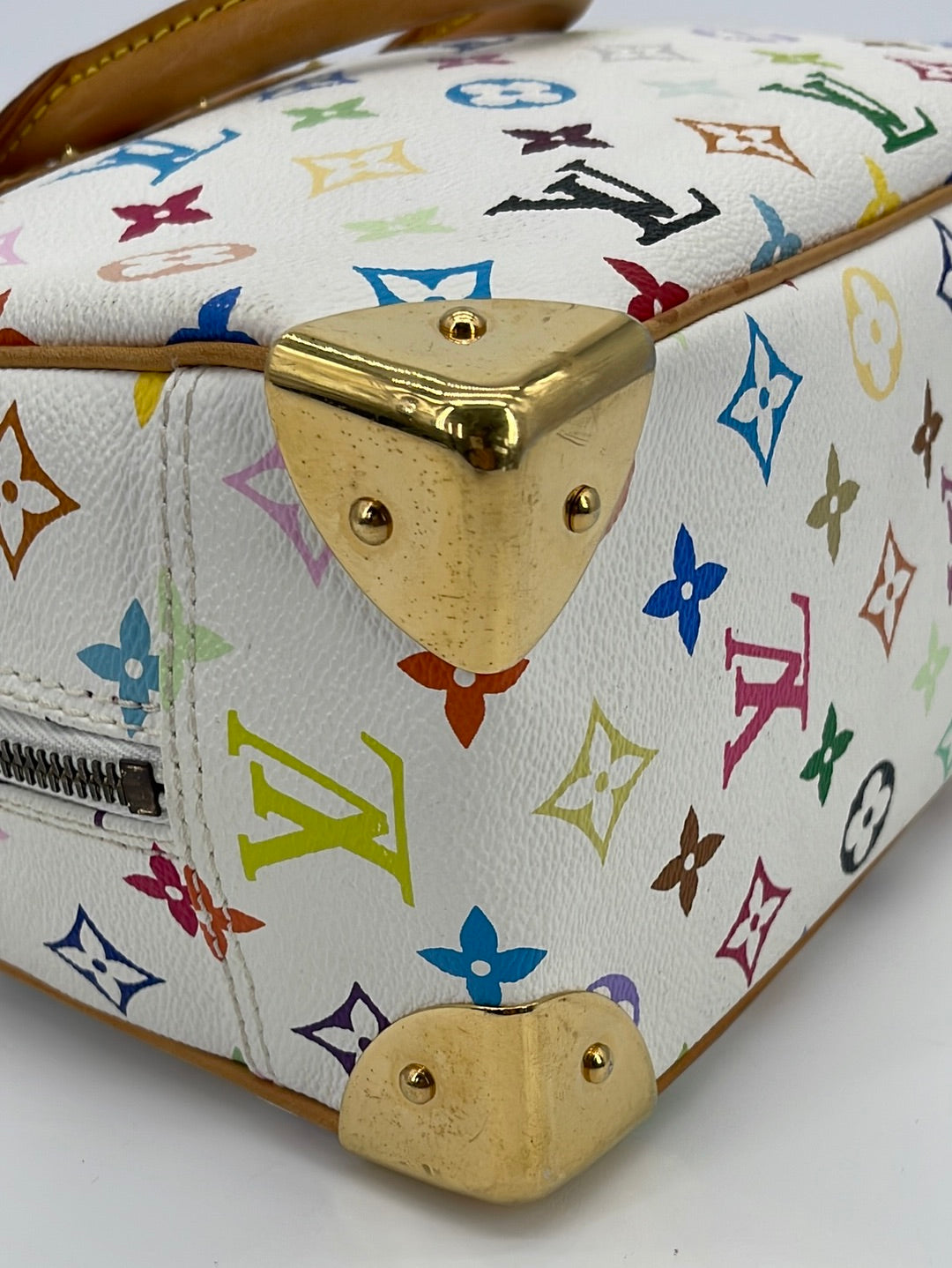 Louis Vuitton Trouville Hand Bag Mi1014 Blanc Monogram Multi Color