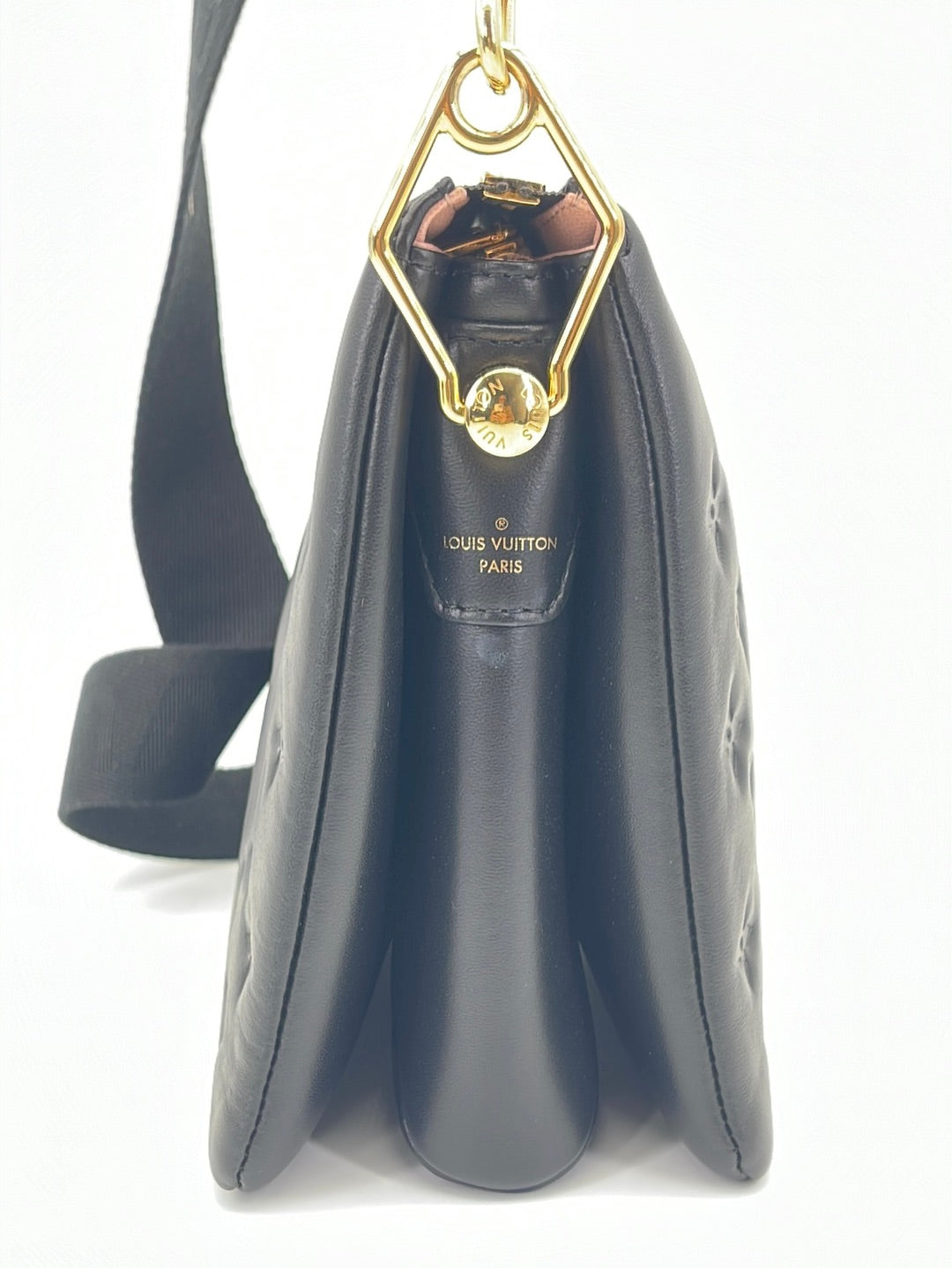 Louis Vuitton Metallic Black Monogram Embossed Leather Mat Fowler