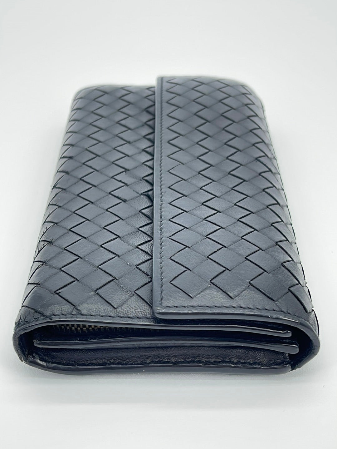 Bottega Veneta Black Intrecciato Leather Men's Long Wallet