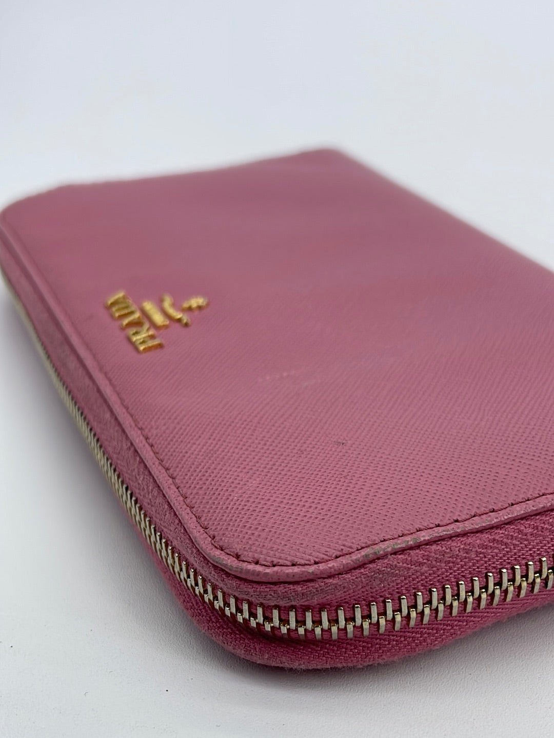 Prada Large Saffiano Leather Wallet, Women, Petal Pink