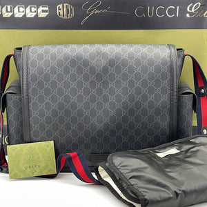 Gucci Black/Grey GG Supreme Canvas Wristlet Pouch Gucci