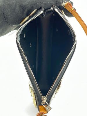 Louis Vuitton Pochette Lexington Fleurs Monogram Vernis Noir Black in  Patent Leather with Silver-tone - GB