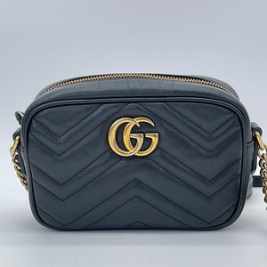 Gucci Marmont shoulder bag camera black black leather No.1451