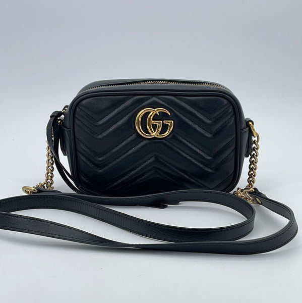Gucci black Small Matelassé Leather GG Camera Bag