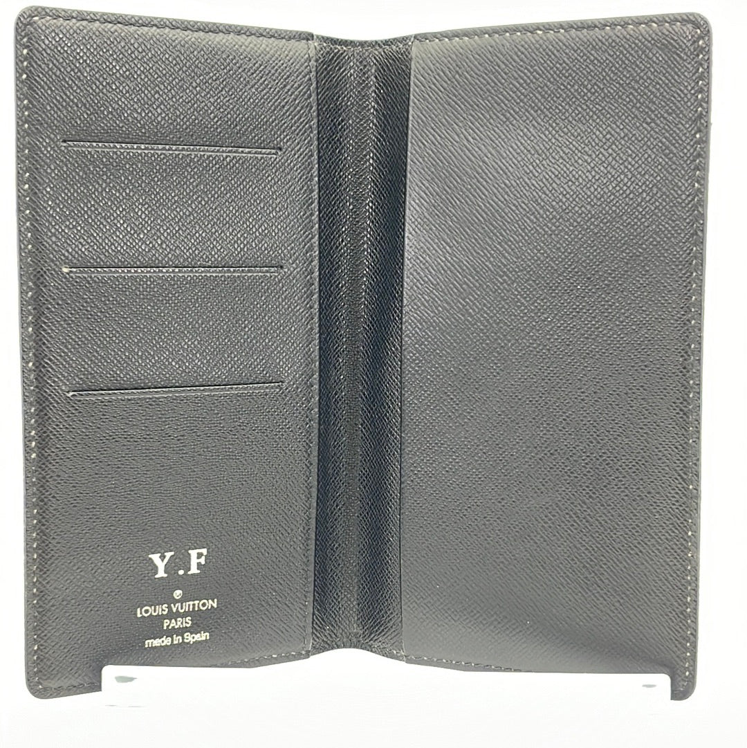 Date Code & Stamp] Louis Vuitton Blue Taiga Pocket Organizer Bifold Wallet