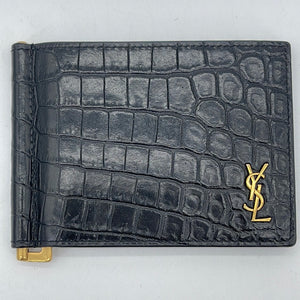 saint laurent bifold wallet Leather crocodile black Good condition Unused