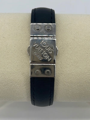 LOUIS VUITTON Damier Graphite LV Treble Bracelet 19 Navy 1179680