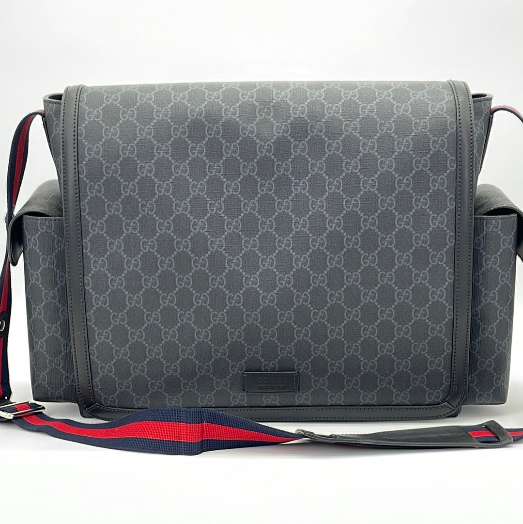 Gucci Navy GG Supreme Canvas Diaper Bag 495909525040 061323 $300 OFF