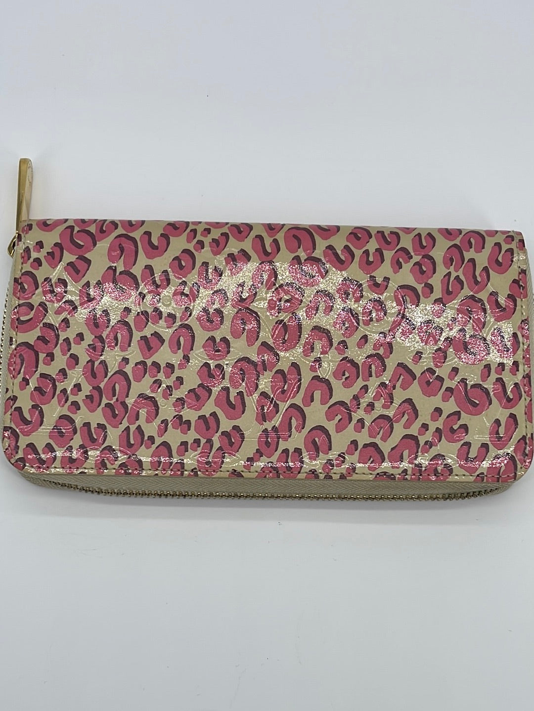 Louis Vuitton Wallet Zippy Stephan Sprouse Vernis Leopard W/Added Chain Crossbody Pre Owned