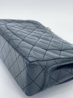 Chanel Vintage Black Lambskin Quilted Square Double Strap Shoulder Bag –  Jewelsunderthesea
