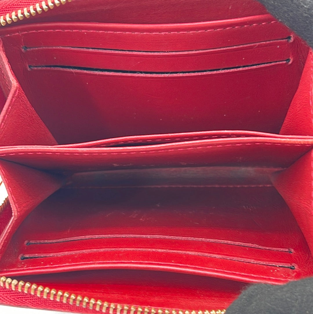 Louis Vuitton Red Leather New Wave Compact Zip Wallet - Yoogi's Closet