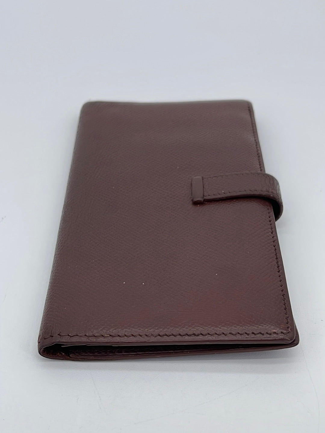 HERMES Bearn Chevre Leather Long Bifold Wallet Brown Beautifu condition F/S