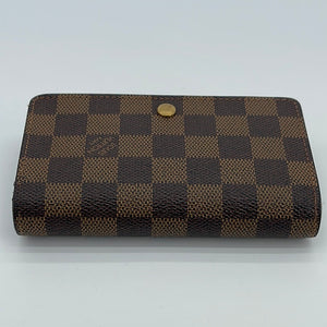 Auth LOUIS VUITTON Damier Geant Black Canvas Brown Leather Bifold Wallet  #9583