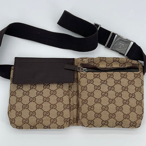 Gucci, Bags, Authentic Gucci Brown Monogram Canvas Waist Bag Fanny Pack  Bum Bag