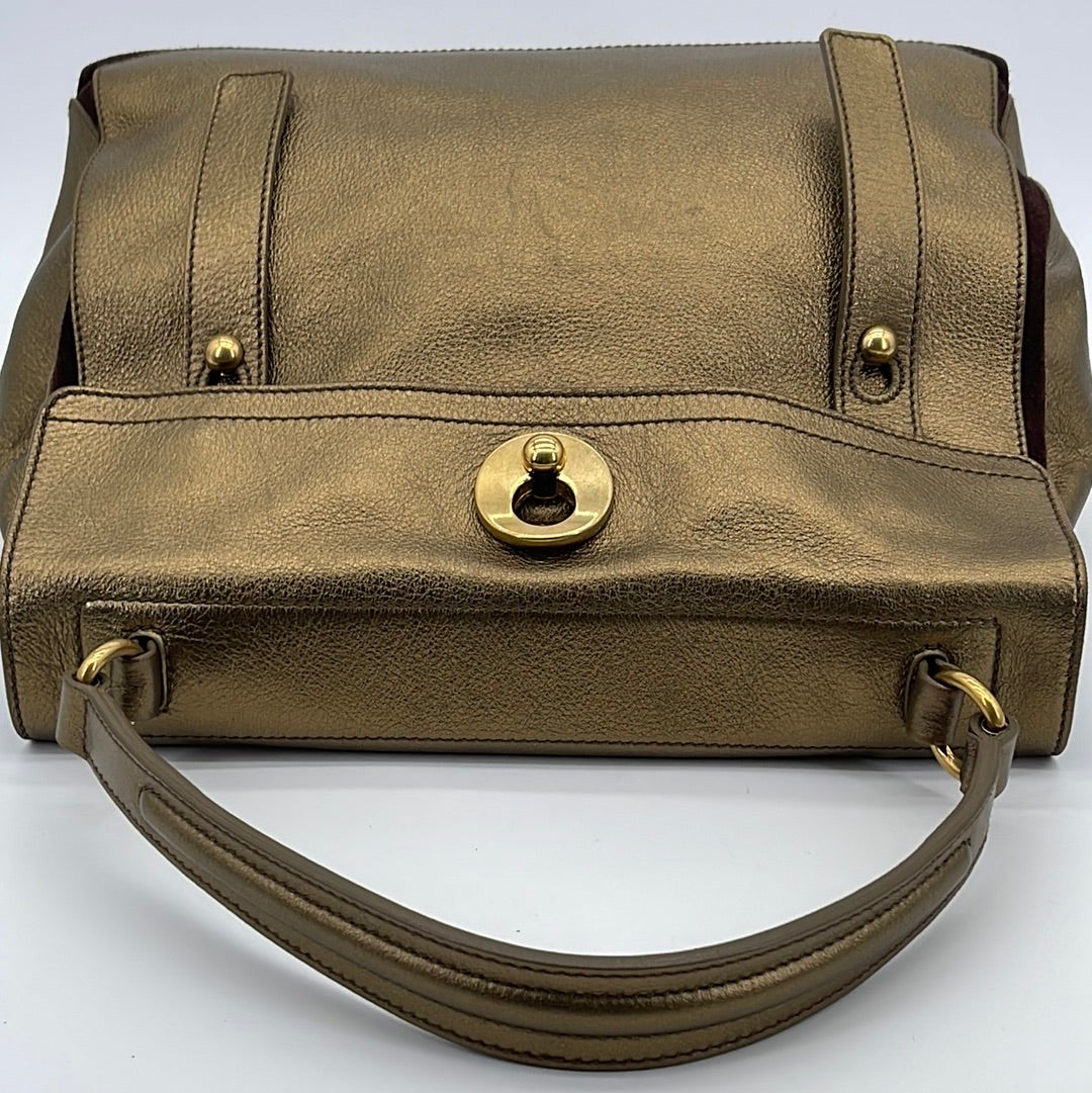 Saint Laurent Beige Leather and Fabric Small Muse Two Bag at 1stDibs