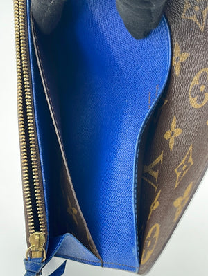 Preloved Louis Vuitton Monogram Emilie Wallet with Blue Interior