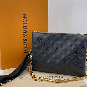 Louis Vuitton Black Monogram Embossed Lambskin Coussin PM