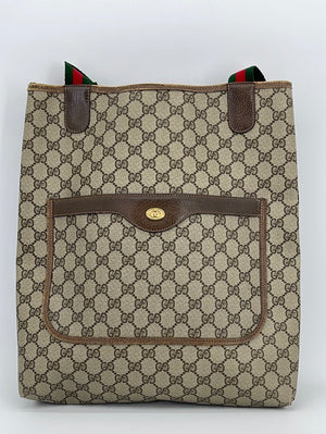 Gucci Vintage Gucci Plus Beige GG Plus Coated Canvas Shoulder Tote