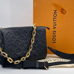 Authentic Louis Vuitton Monogram Black COUSSIN PM Handbag For Women