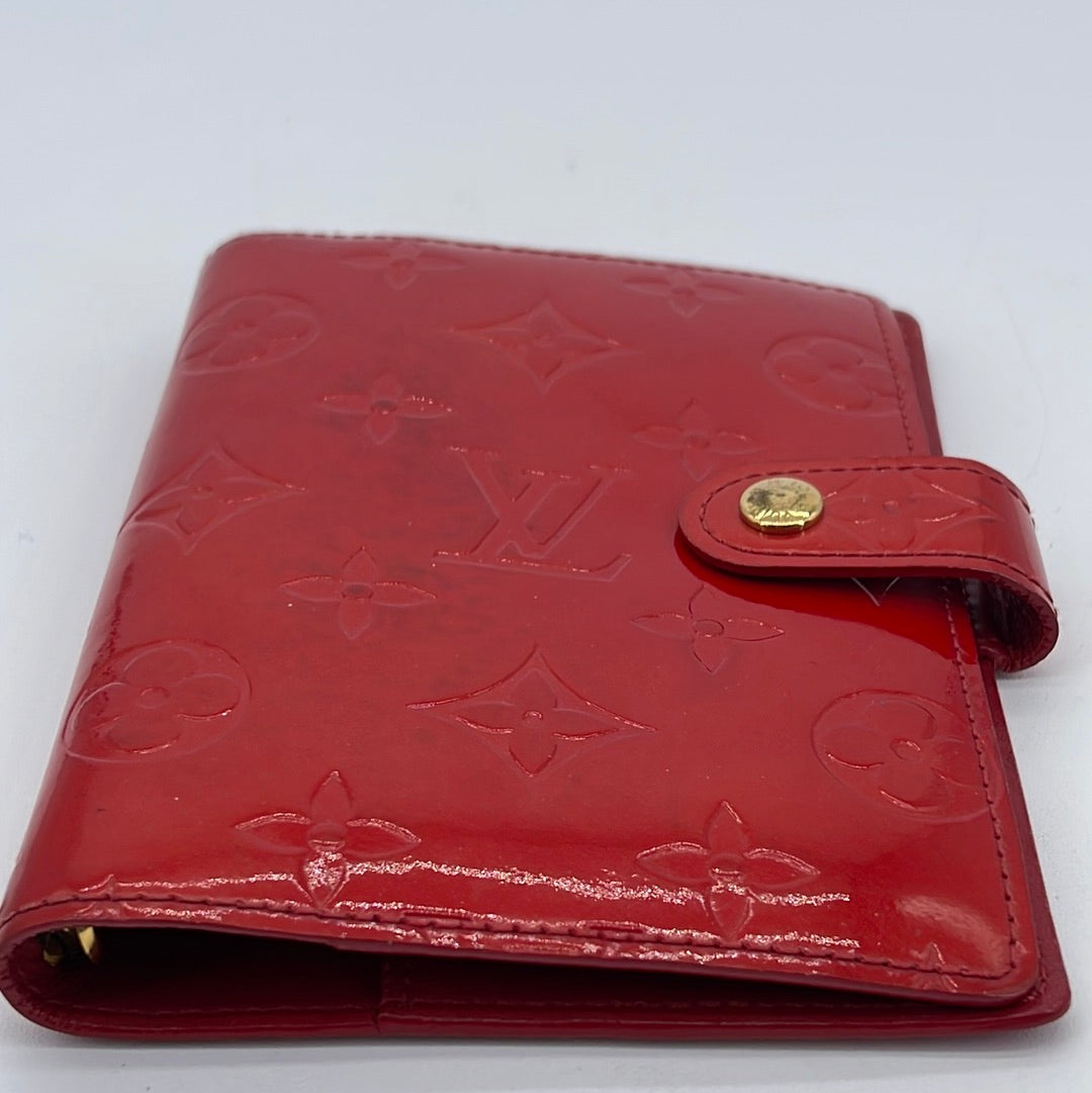Louis Vuitton Agenda Pm Red Patent Leather Wallet (Pre-Owned)